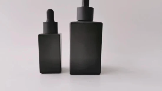 Frascos conta-gotas de vidro cosmético embalagem de luxo fosco preto cabelo óleo essencial atacado vazio 10ml 15ml 30ml 50ml 100ml 120ml frasco de vidro de perfume fosco
