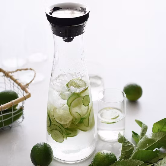 Jarro de água de vidro Pictcher de vidro borossilicato 1,8L, jarro para beber de vidro com tampa de silicone