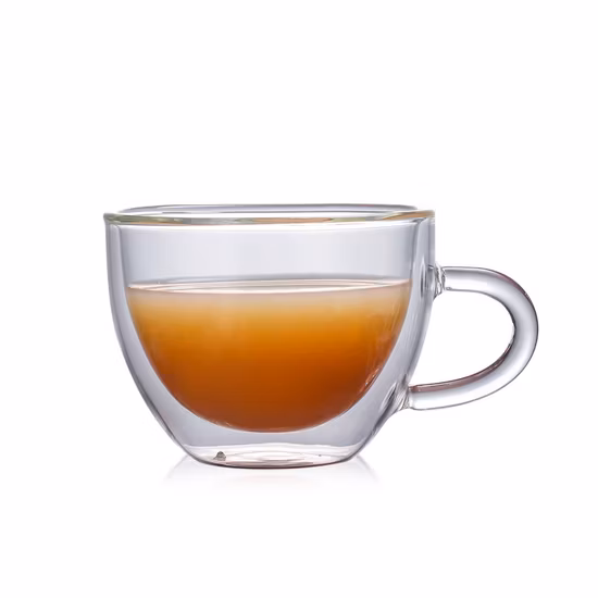Caneca de vidro de parede dupla resistente ao calor colorida elegante feita à mão